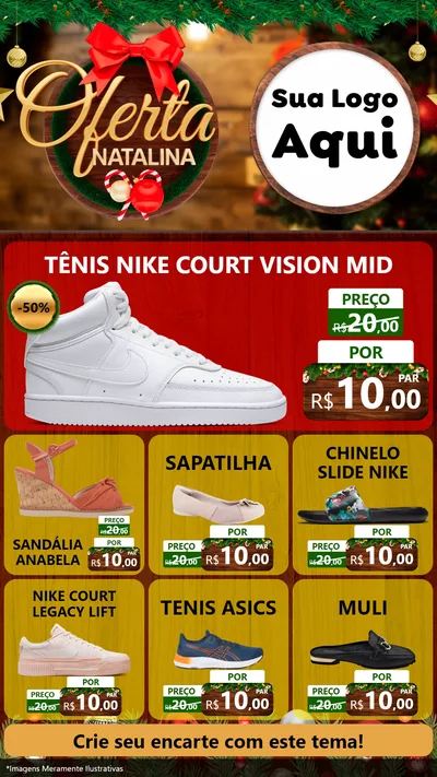 Modelo de Rede Social para Stories com o tema Ofertas Natalina para Calçados