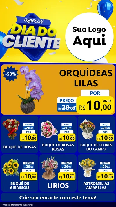 Modelo de Rede Social para Stories com o tema Especial Dia do Cliente para Floricultura e jardim