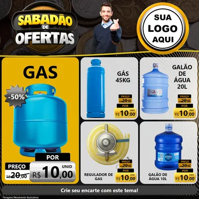 Modelo de Rede Social para Feed Facebook com o tema Sabadão de Ofertas para Água e gás