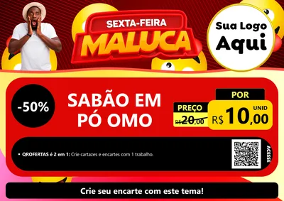 Modelo de Cartaz para Cartaz A4 Horizontal com o tema Sexta-feira Maluca para Produtos de Limpeza