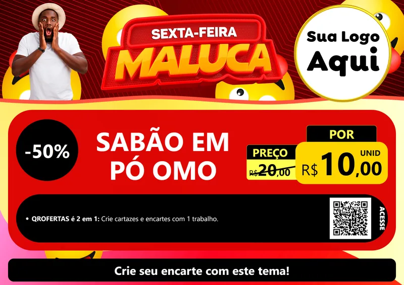 Modelo de Cartaz para Cartaz A4 Horizontal com o tema Sexta-feira Maluca para Produtos de Limpeza