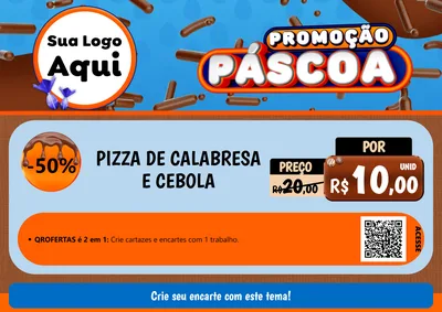 Modelo de Cartaz para Cartaz A4 Horizontal com o tema Promoção Páscoa para Pizzaria