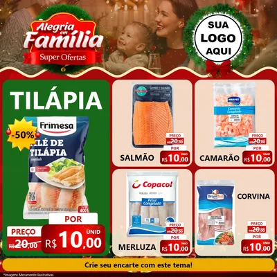 Modelo de Rede Social para Feed Facebook com o tema Alegria Em Família - Super Ofertas para Peixaria