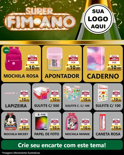 Modelo de Rede Social para Feed Instagram com o tema Super Fim de Ano para Papelaria