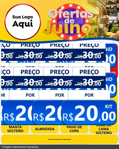 Modelo de Rede Social para Feed Instagram com o tema Ofertas de Julho para Cama, Mesa e Banho