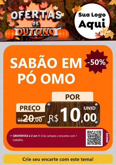 Modelo de Cartaz para Cartaz A4 Vertical com o tema Ofertas de Outono para Produtos de Limpeza