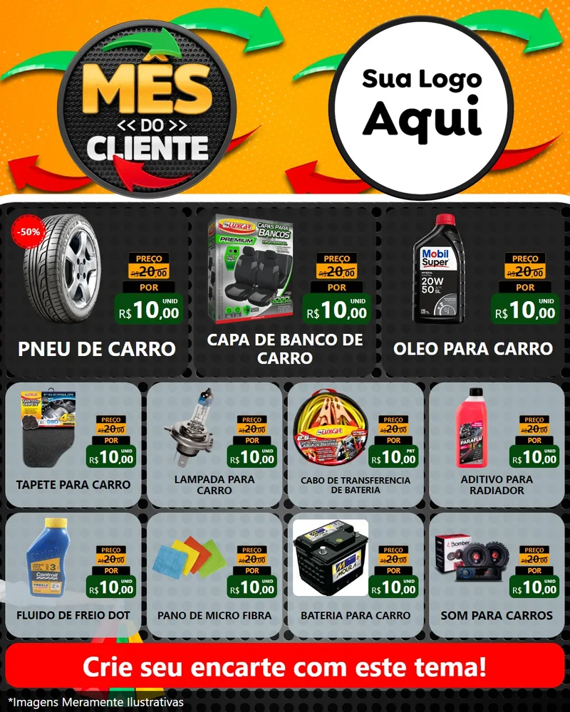 Modelo de Rede Social para Feed Instagram com o tema Mês do Cliente para Auto peças