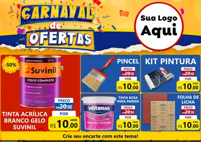Modelo de Encarte para Encarte A4 Horizontal com o tema Carnaval de Ofertas para Tintas e Ferramentas