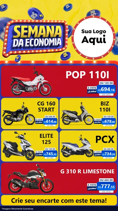 Modelo de TV para TV Vertical com o tema Semana da Economia para Concessionaria de Motos