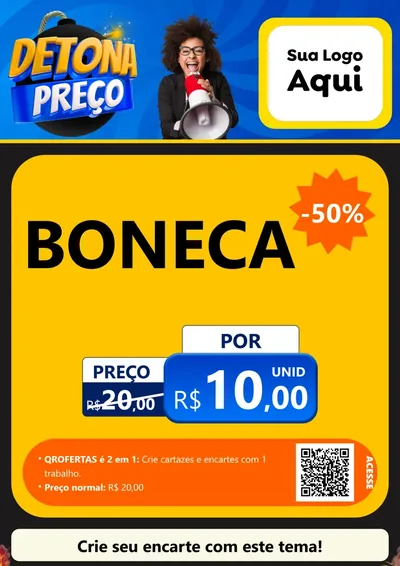 Modelo de Cartaz para Cartaz A4 Vertical com o tema Detona Preços para Brinquedos