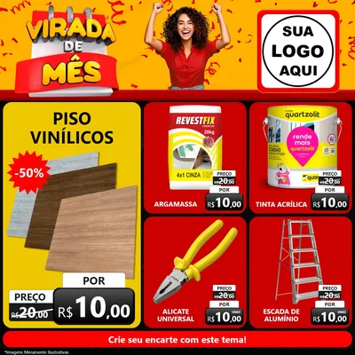 Modelo de Rede Social para Feed Facebook com o tema Virada de Mês para Material para Construção
