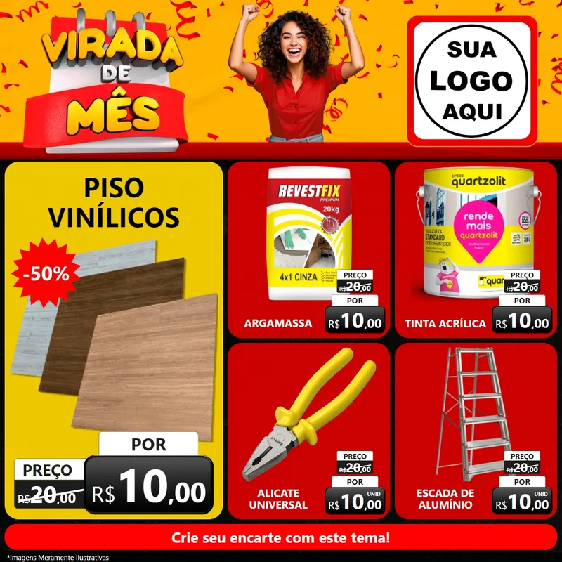 Modelo de Rede Social para Feed Facebook com o tema Virada de Mês para Material para Construção