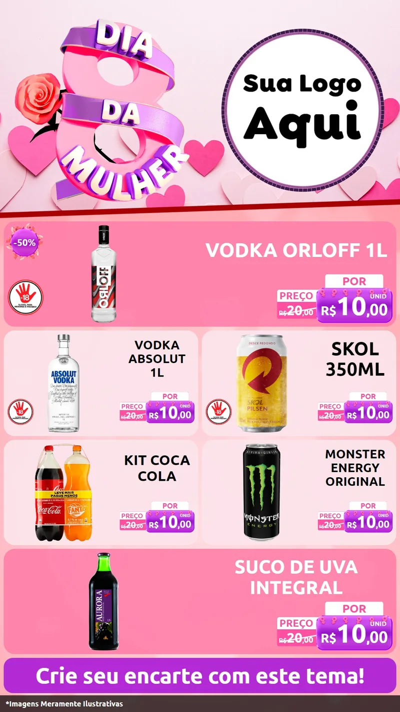 Modelo de TV para TV Vertical com o tema Dia da Mulher para Distribuidora de bebidas