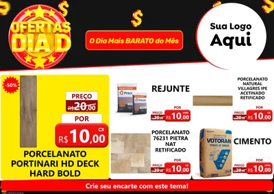 Modelo de Encarte para Encarte A4 Horizontal com o tema Dia D para Pisos e revestimentos