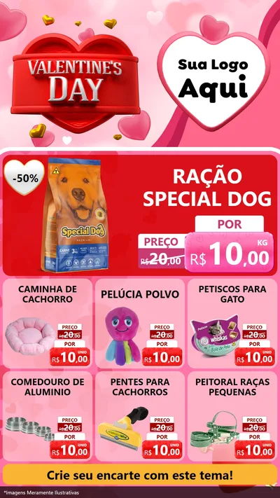 Modelo de Rede Social para Stories com o tema Valentine's Day para Pet Shop