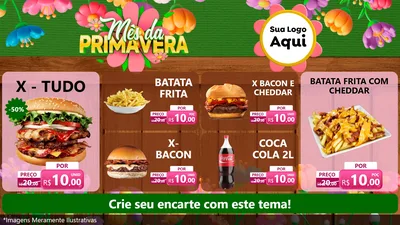 Modelo de TV para TV Horizontal com o tema Mês da Primavera para Hamburgueria