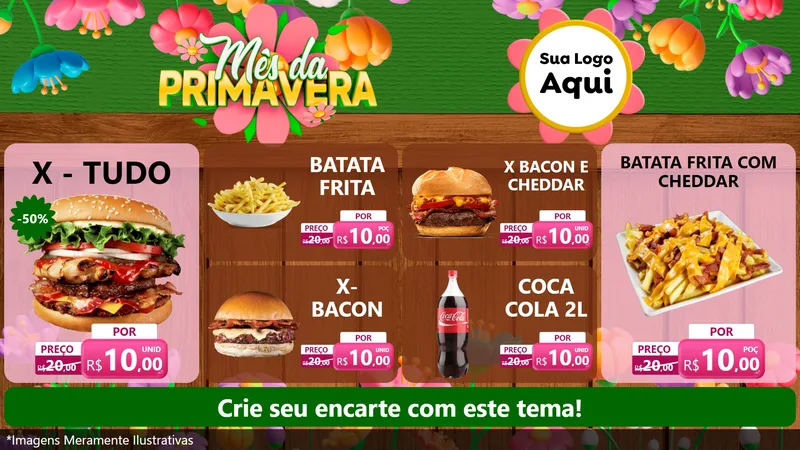 Modelo de TV para TV Horizontal com o tema Mês da Primavera para Hamburgueria