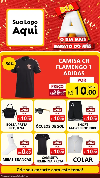 Modelo de Rede Social para Stories com o tema Dia A o Dia Mais Barato do Mês para Roupas e acessórios