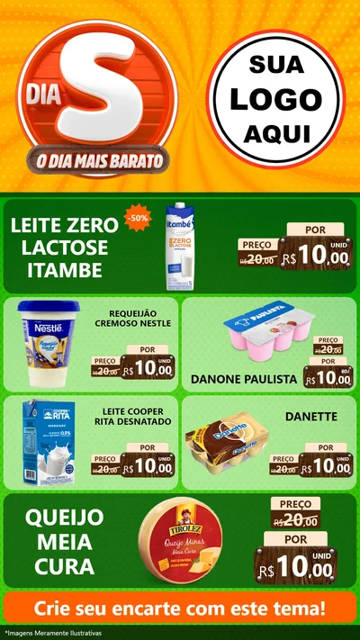 Modelo de TV para TV Vertical com o tema Dia S - O Dia Mais Barato para Frios e Laticínios