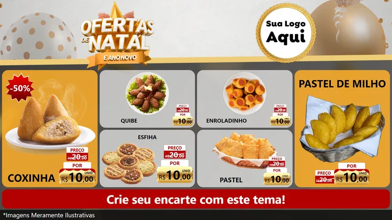Modelo de TV para TV Horizontal com o tema Ofertas De Natal E Ano Novo para Salgadaria