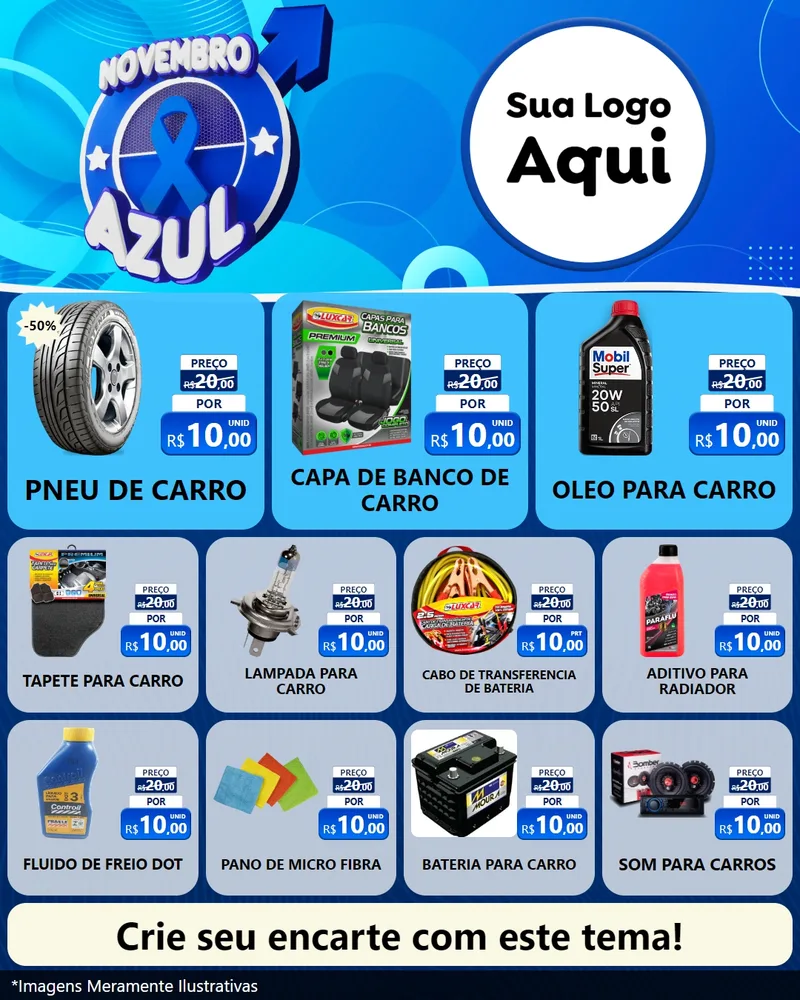 Modelo de Rede Social para Feed Instagram com o tema Novembro Azul para Auto peças