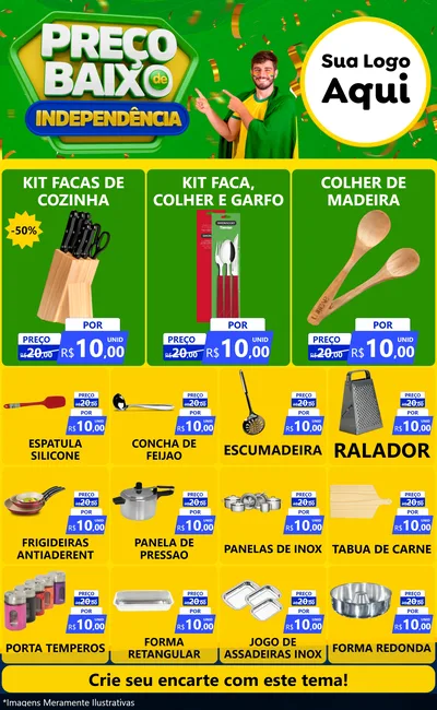Modelo de Encarte para Encarte Grande com o tema Preço Baixo de Independência para Utilidades Domésticas