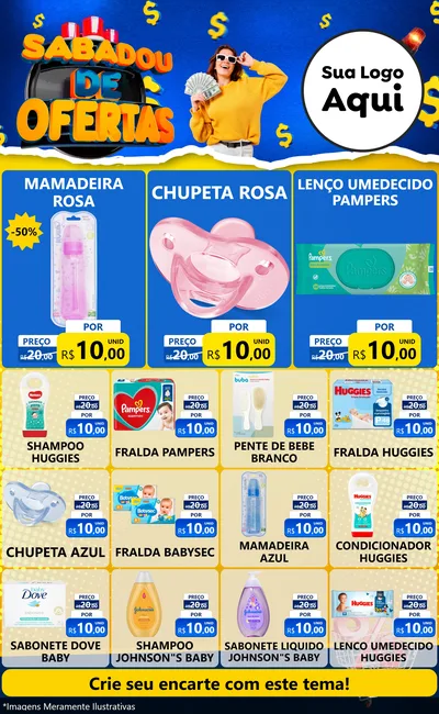 Modelo de Encarte para Encarte Grande com o tema Sabadou de Ofertas para Bebês