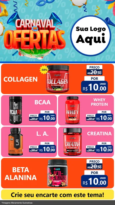 Modelo de TV para TV Vertical com o tema Carnaval de Ofertas para Suplementos alimentares
