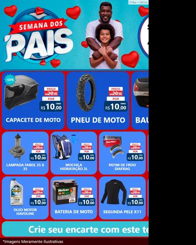 Modelo de Rede Social para Feed Instagram com o tema Semana Dos Pais para Moto peças