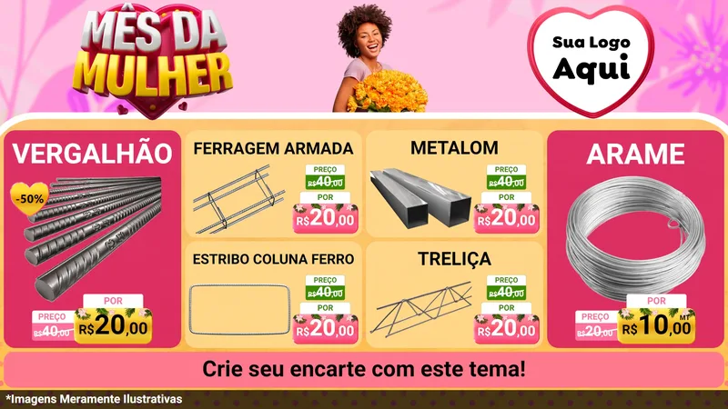 Modelo de TV para TV Horizontal com o tema Mês da Mulher para Ferragens