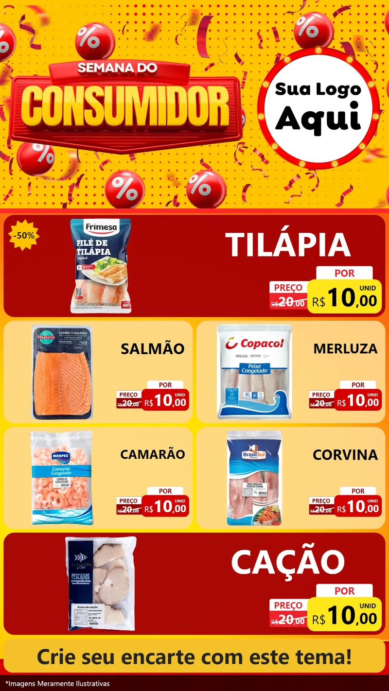 Modelo de TV para TV Vertical com o tema Semana do Consumidor para Peixaria