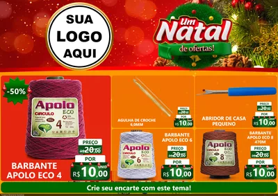 Modelo de Encarte para Encarte A4 Horizontal com o tema Um Natal de Ofertas para Armarinho e Aviamentos