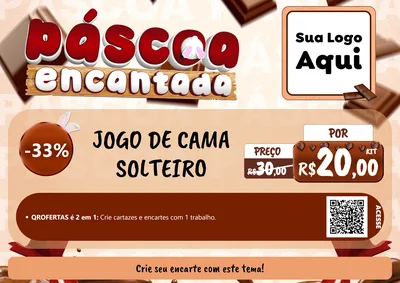Modelo de Cartaz para Cartaz A4 Horizontal com o tema Páscoa Encantada para Cama, Mesa e Banho
