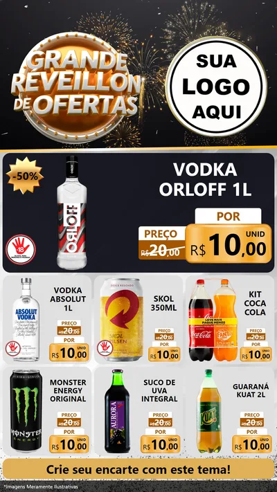 Modelo de Rede Social para Stories com o tema Grande Réveillon de Ofertas para Distribuidora de bebidas