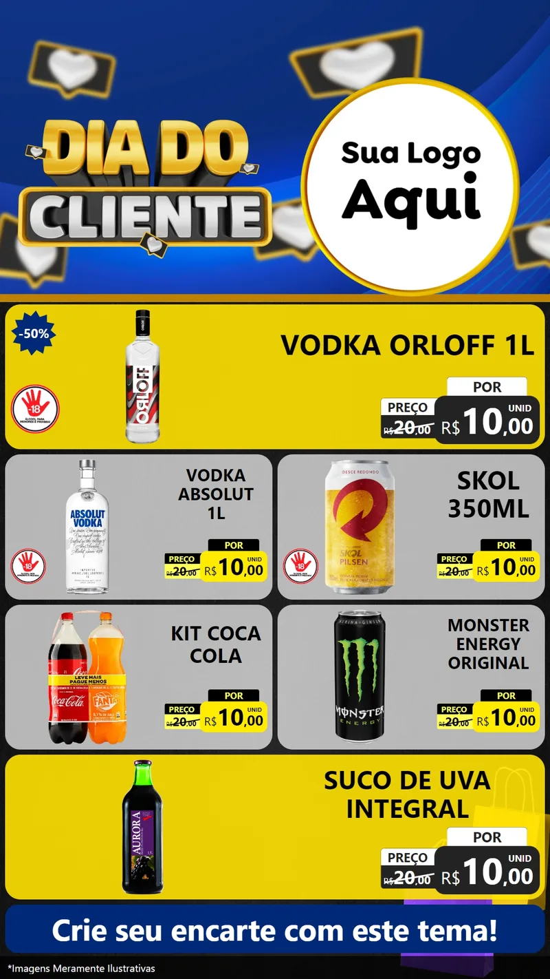 Modelo de TV para TV Vertical com o tema Dia Do Cliente para Distribuidora de bebidas