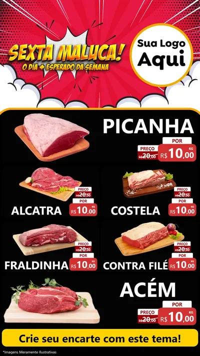 Modelo de TV para TV Vertical com o tema Sexta Maluca! para Açougue