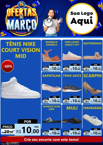 Modelo de Encarte para Encarte A4 Vertical com o tema Ofertas de Março para Calçados