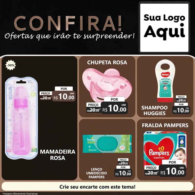 Modelo de Rede Social para Feed Facebook com o tema Confira! Ofertas que irão te surpreender! para Bebês