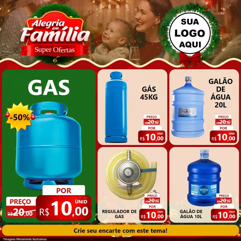 Modelo de Rede Social para Feed Facebook com o tema Alegria Em Família - Super Ofertas para Água e gás