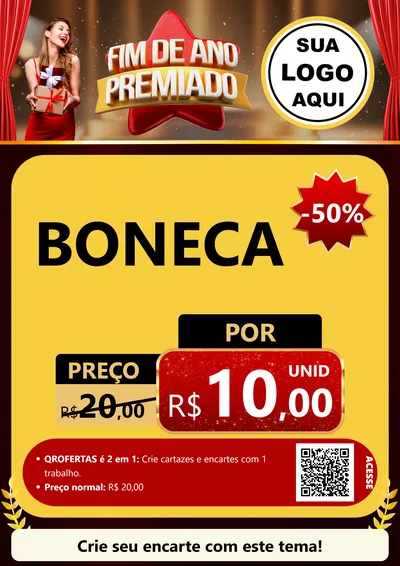 Modelo de Cartaz para Cartaz A4 Vertical com o tema Fim de Ano Premiado para Brinquedos