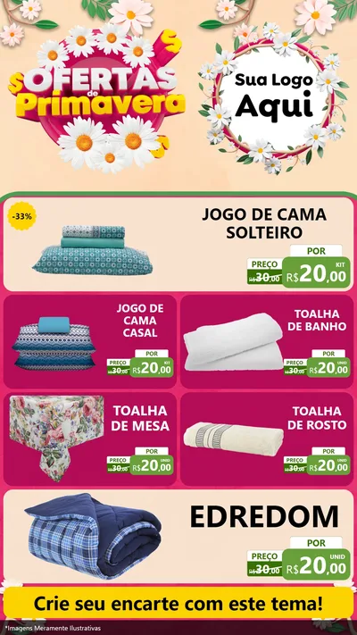 Modelo de TV para TV Vertical com o tema Ofertas de Primavera para Cama, Mesa e Banho