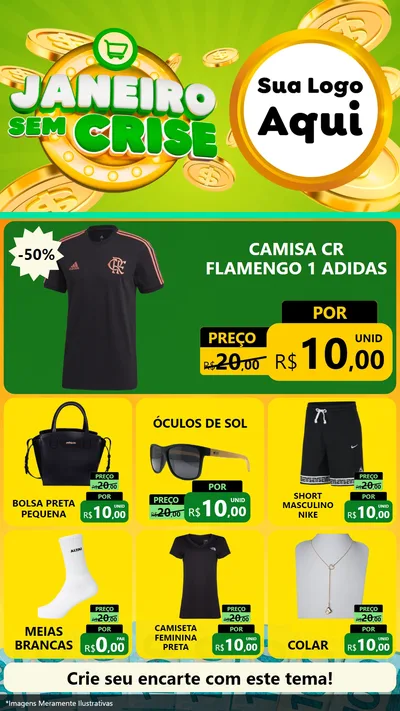 Modelo de Rede Social para Stories com o tema Janeiro Sem Crise para Roupas e acessórios