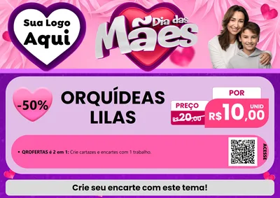 Modelo de Cartaz para Cartaz A4 Horizontal com o tema Dia das Mães para Floricultura e jardim