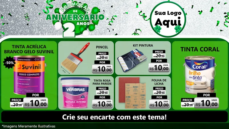 Modelo de TV para TV Horizontal com o tema Promoção de Aniversário - 2 Anos para Tintas e Ferramentas