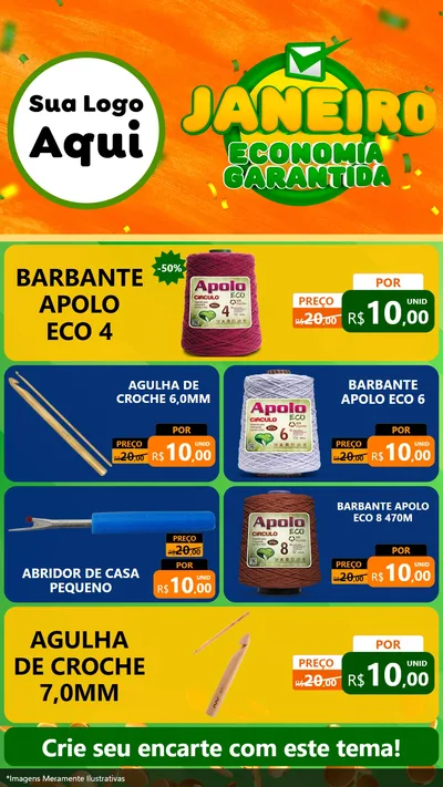 Modelo de TV para TV Vertical com o tema Janeiro - Economia Garantida para Armarinho e Aviamentos