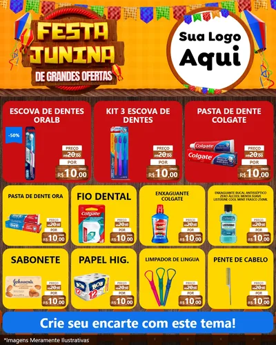 Modelo de Rede Social para Feed Instagram com o tema Festa Junina de Grandes Ofertas para Higiene Pessoal