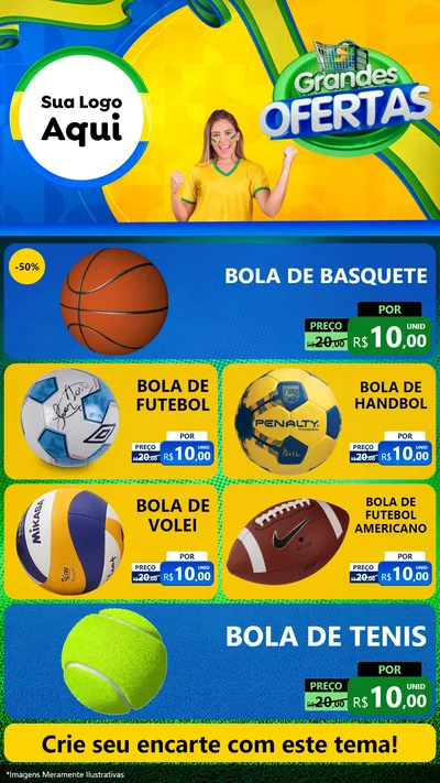 Modelo de TV para TV Vertical com o tema Grandes Ofertas para Artigos Esportivos