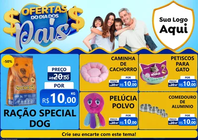 Modelo de Encarte para Encarte A4 Horizontal com o tema Ofertas do Dia dos Pais para Pet Shop