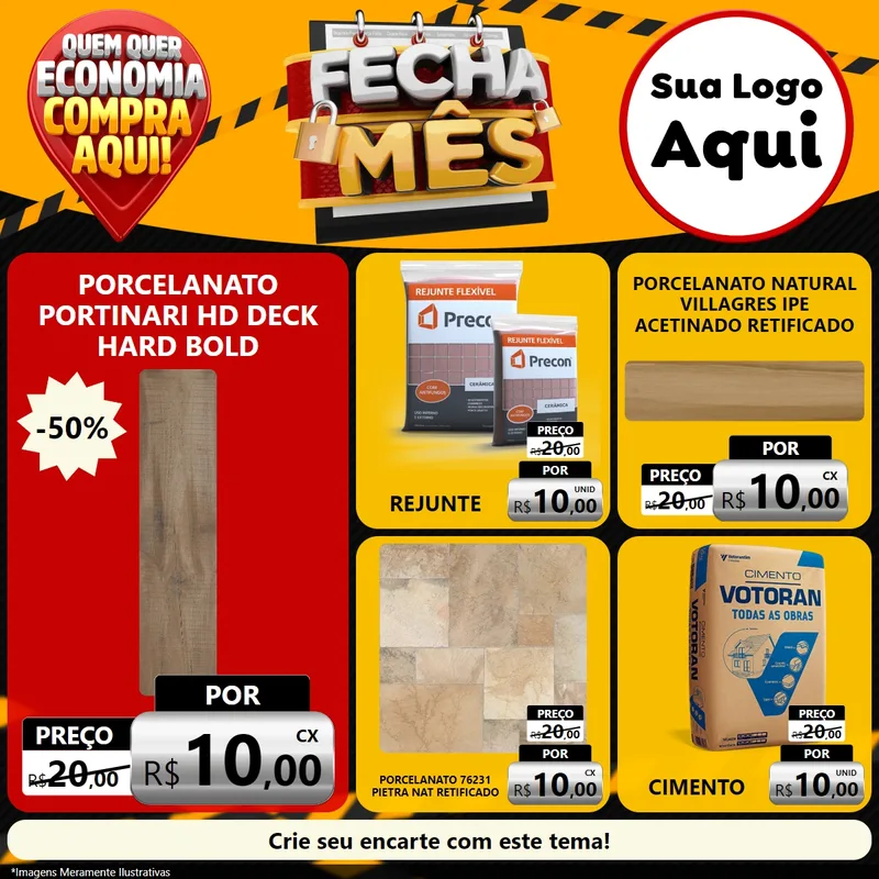 Modelo de Rede Social para Feed Facebook com o tema Fecha Mês para Pisos e revestimentos