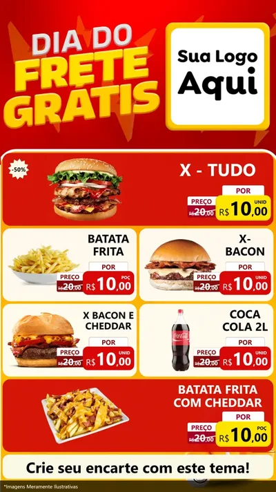Modelo de TV para TV Vertical com o tema Dia do Frete Grátis para Hamburgueria